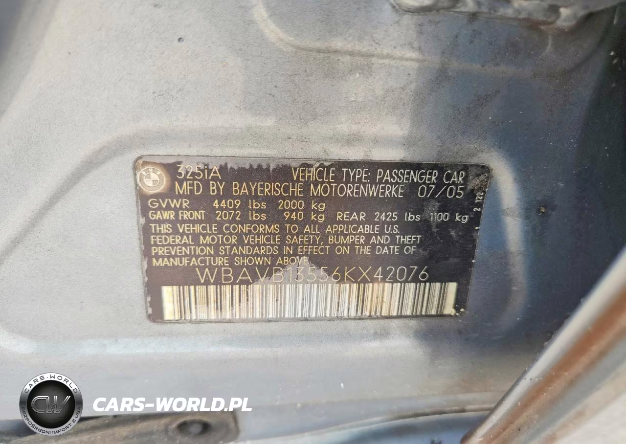 2006 BMW 325 I VIN:WBAVB13556KX42076 - 12