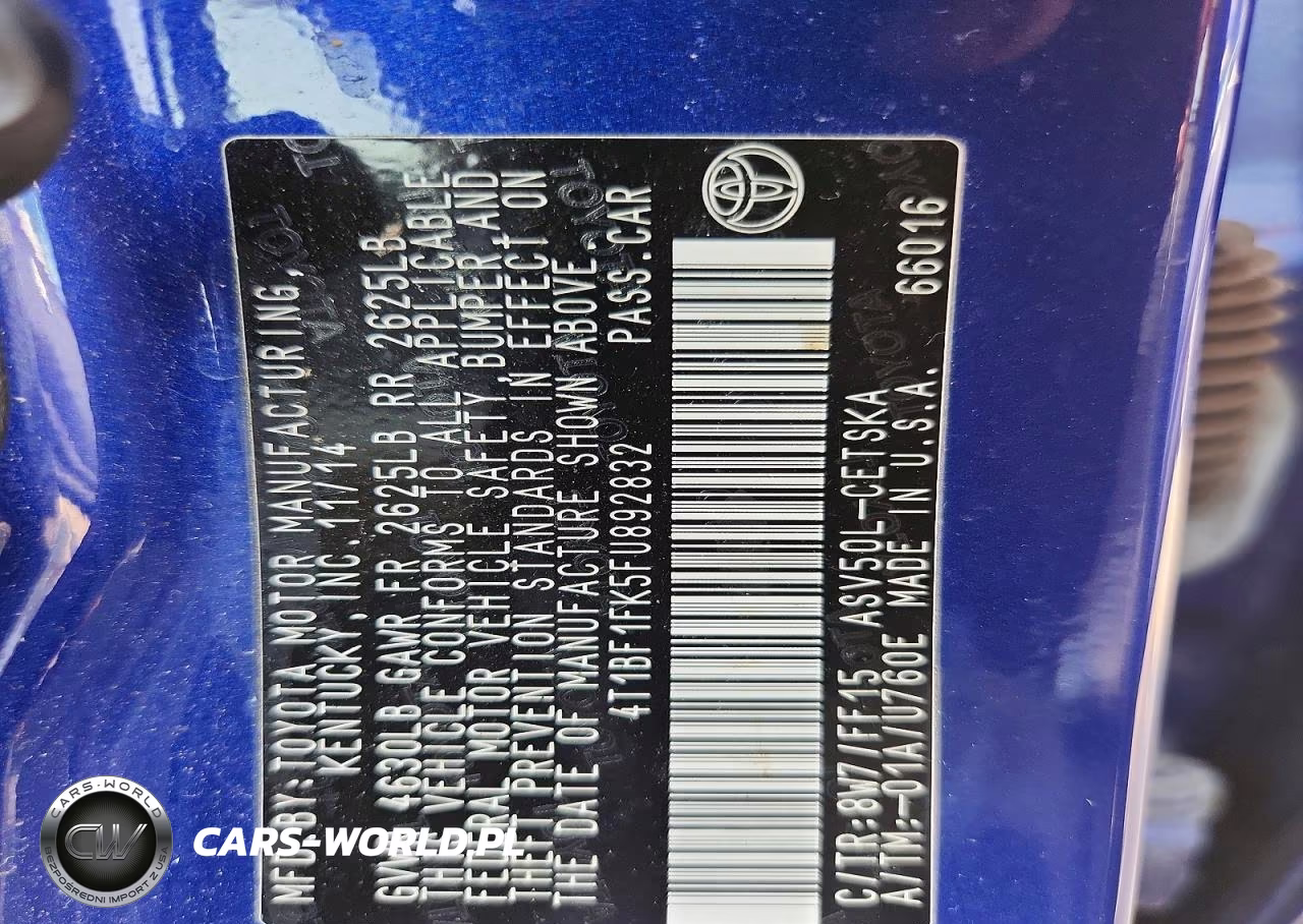2015 Toyota Camry Se VIN:4T1BF1FK5FU892832 - 12