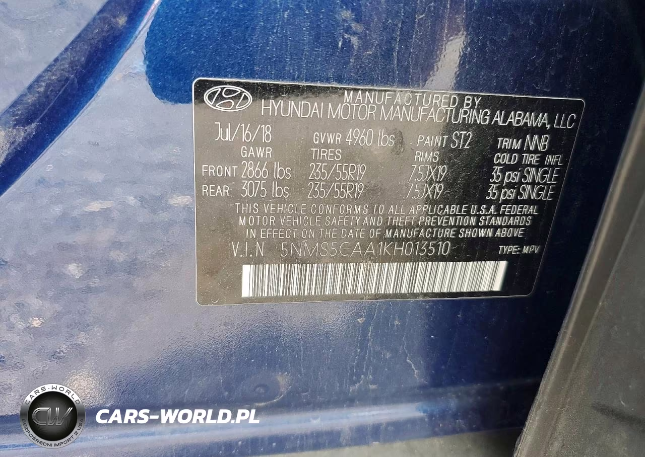 2019 Hyundai Santa Fe Ultimate 2.0T VIN:5NMS5CAA1KH013510 - 14