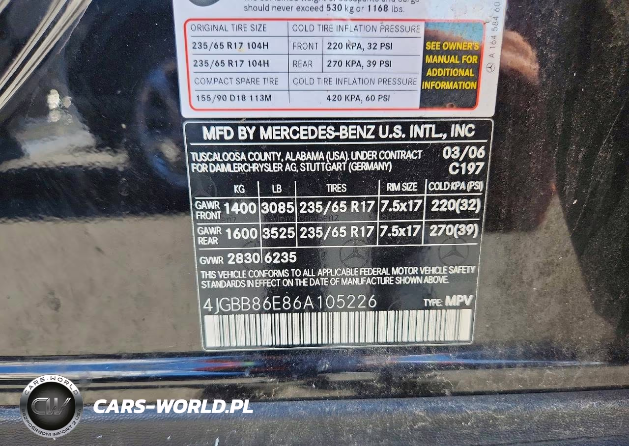 2006 Mercedes-Benz Ml 350 VIN:4JGBB86E86A105226 - 12