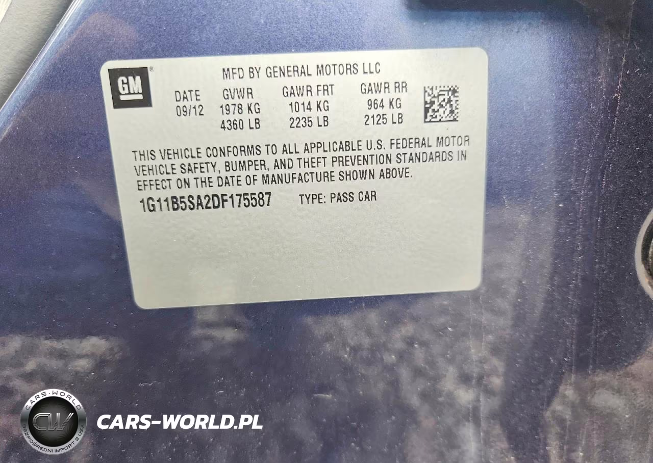 2013 Chevrolet Malibu VIN:1G11B5SA2DF175587 - 12