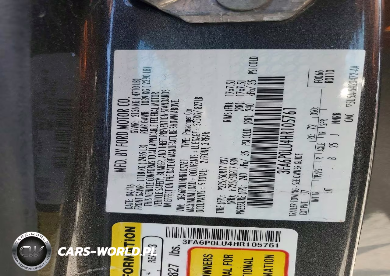 2017 Ford Fusion Se Hybrid VIN:3FA6P0LU4HR105761 - 13