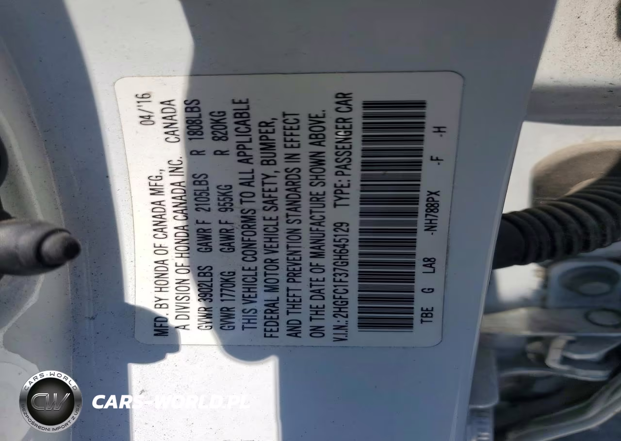 2016 Honda Civic Ex VIN:2HGFC1F37GH645129 - 12