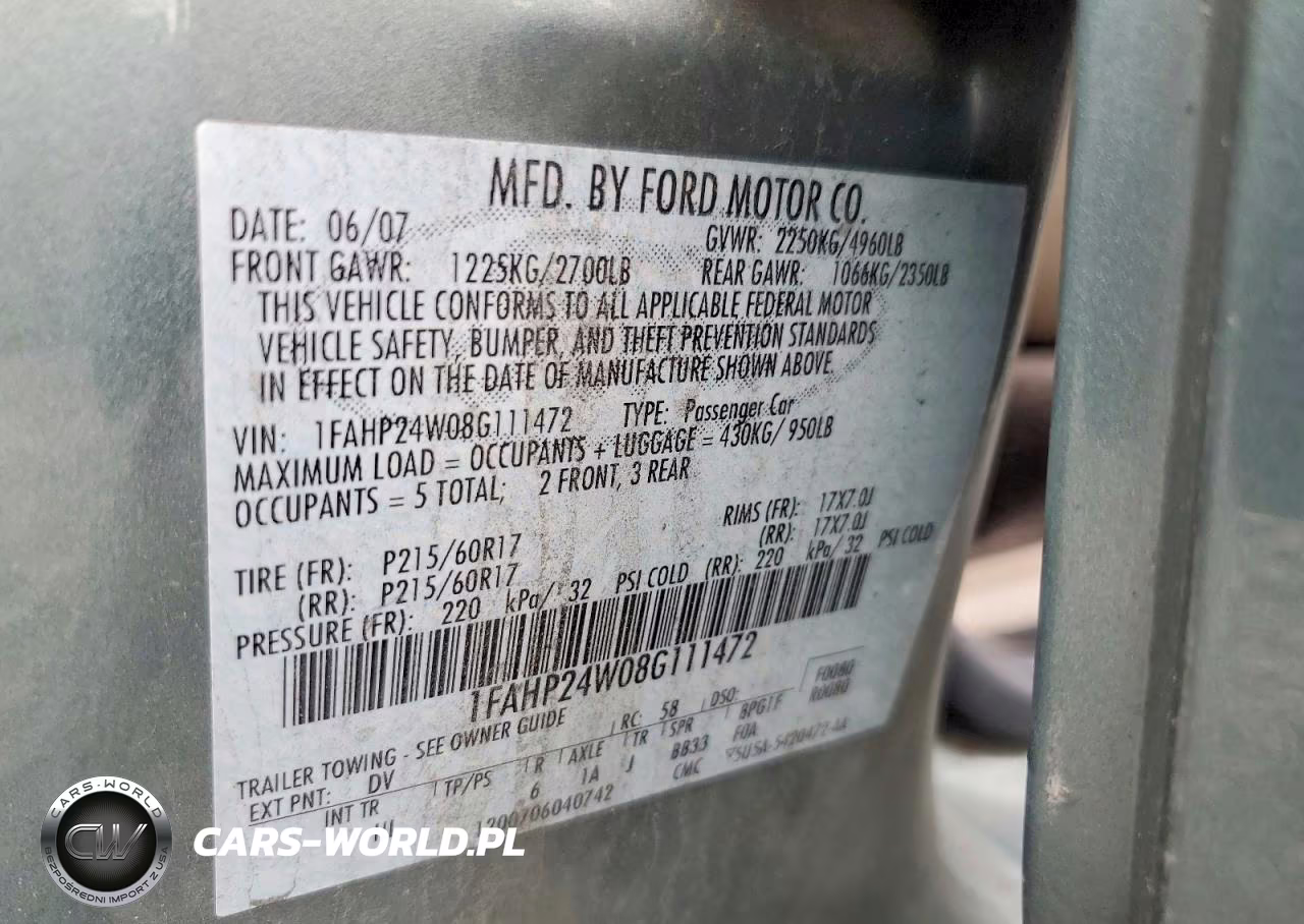 2008 Ford Taurus Sel VIN:1FAHP24W08G111472 - 12