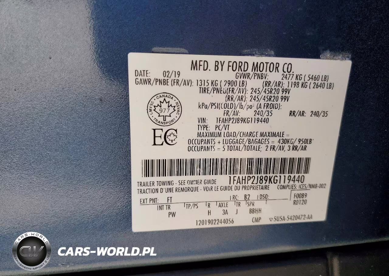 2019 Ford Taurus Limited VIN:1FAHP2J89KG119440 - 12