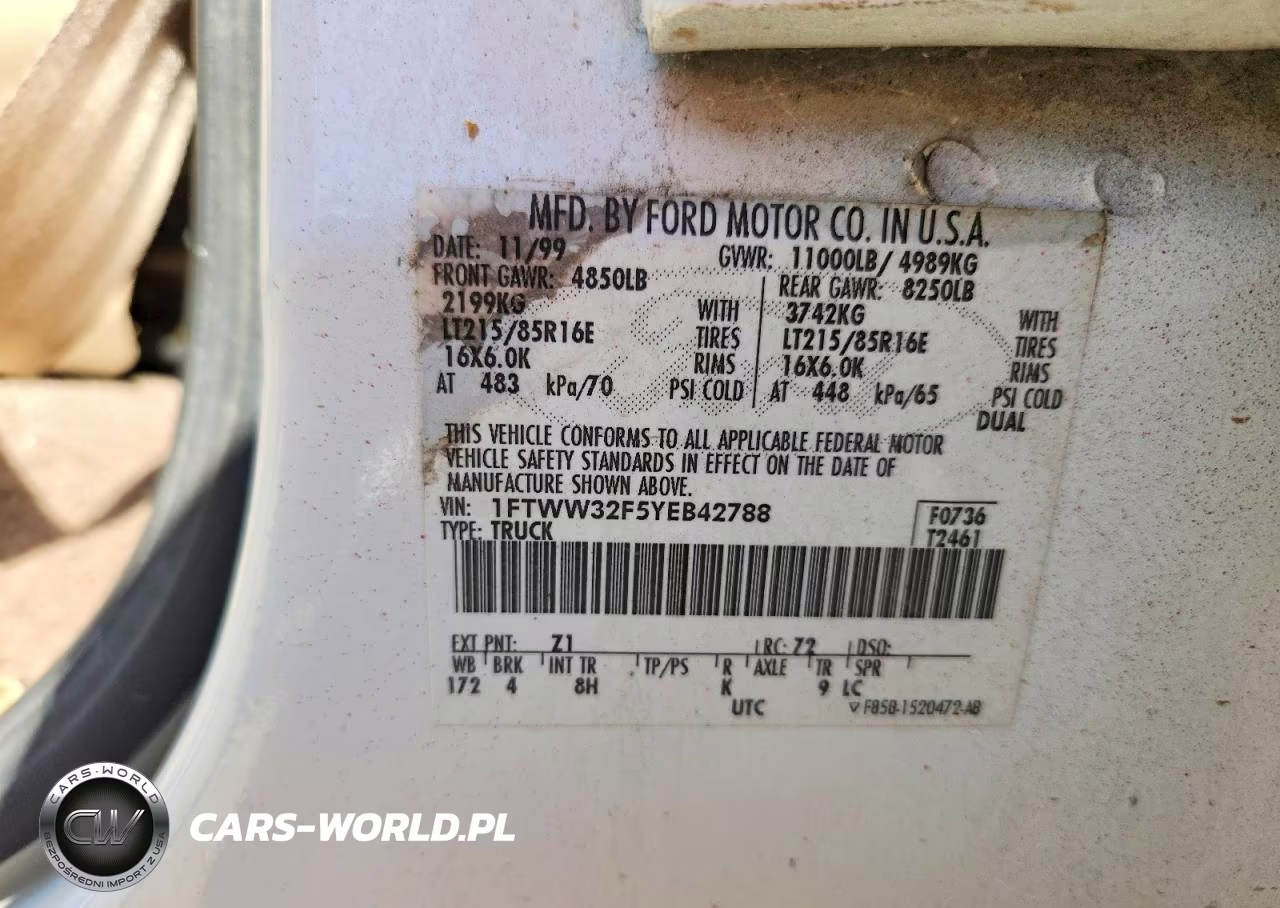 2000 Ford F350 Super Duty VIN:1FTWW32F5YEB42788 - 13
