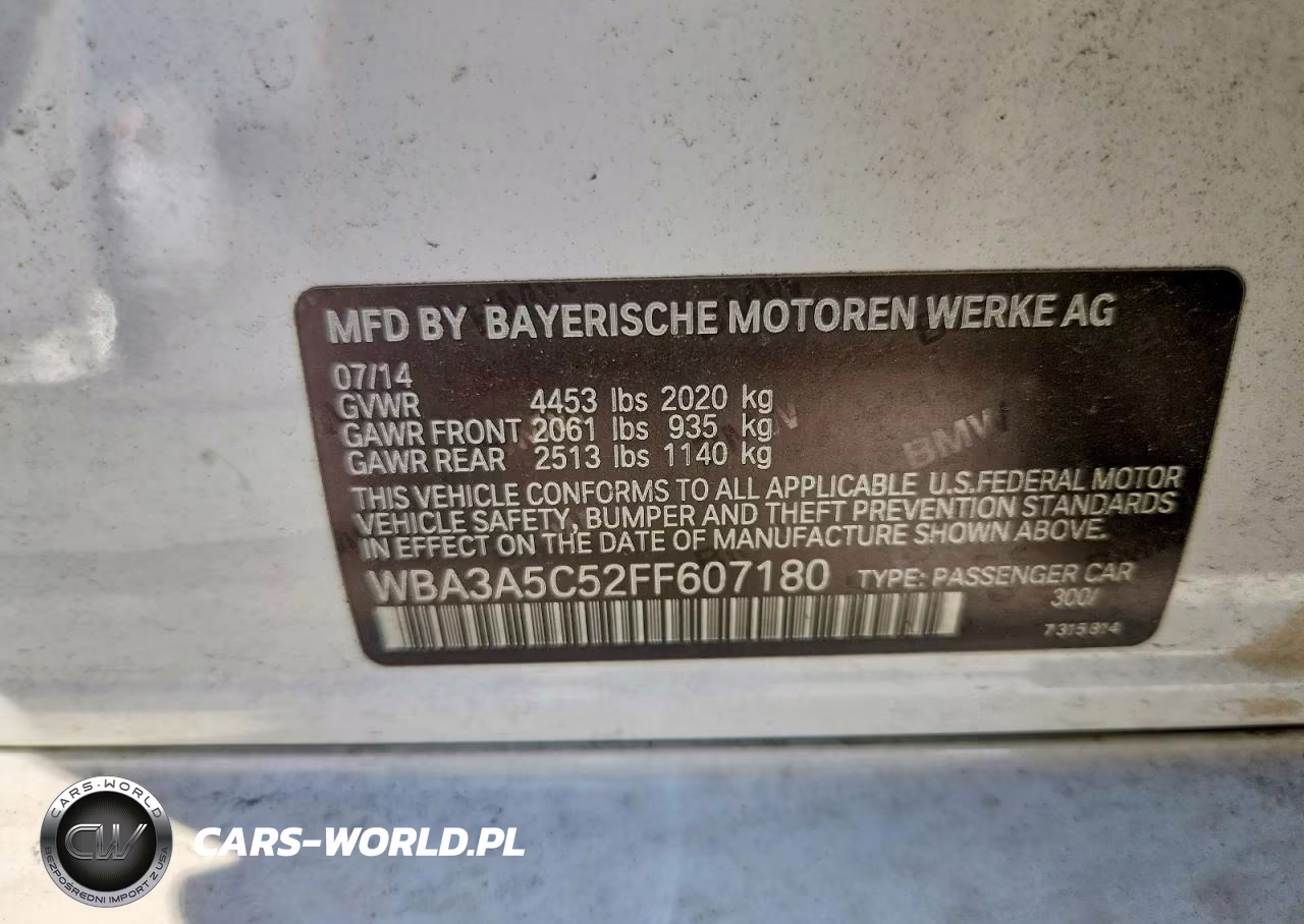 2015 BMW 328 I VIN:WBA3A5C52FF607180 - 12