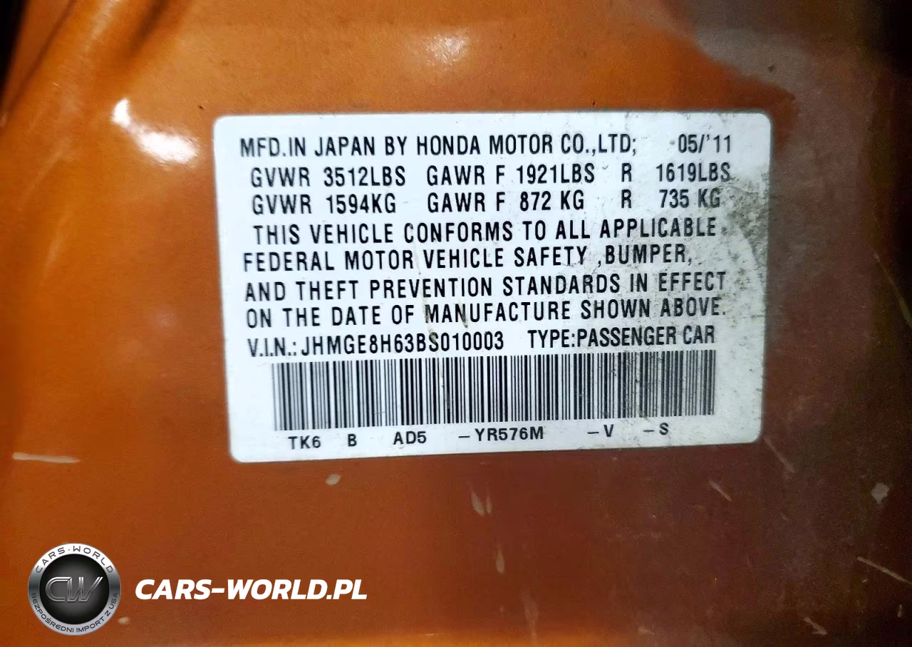 2011 Honda Fit Sport VIN:JHMGE8H63BS010003 - 12