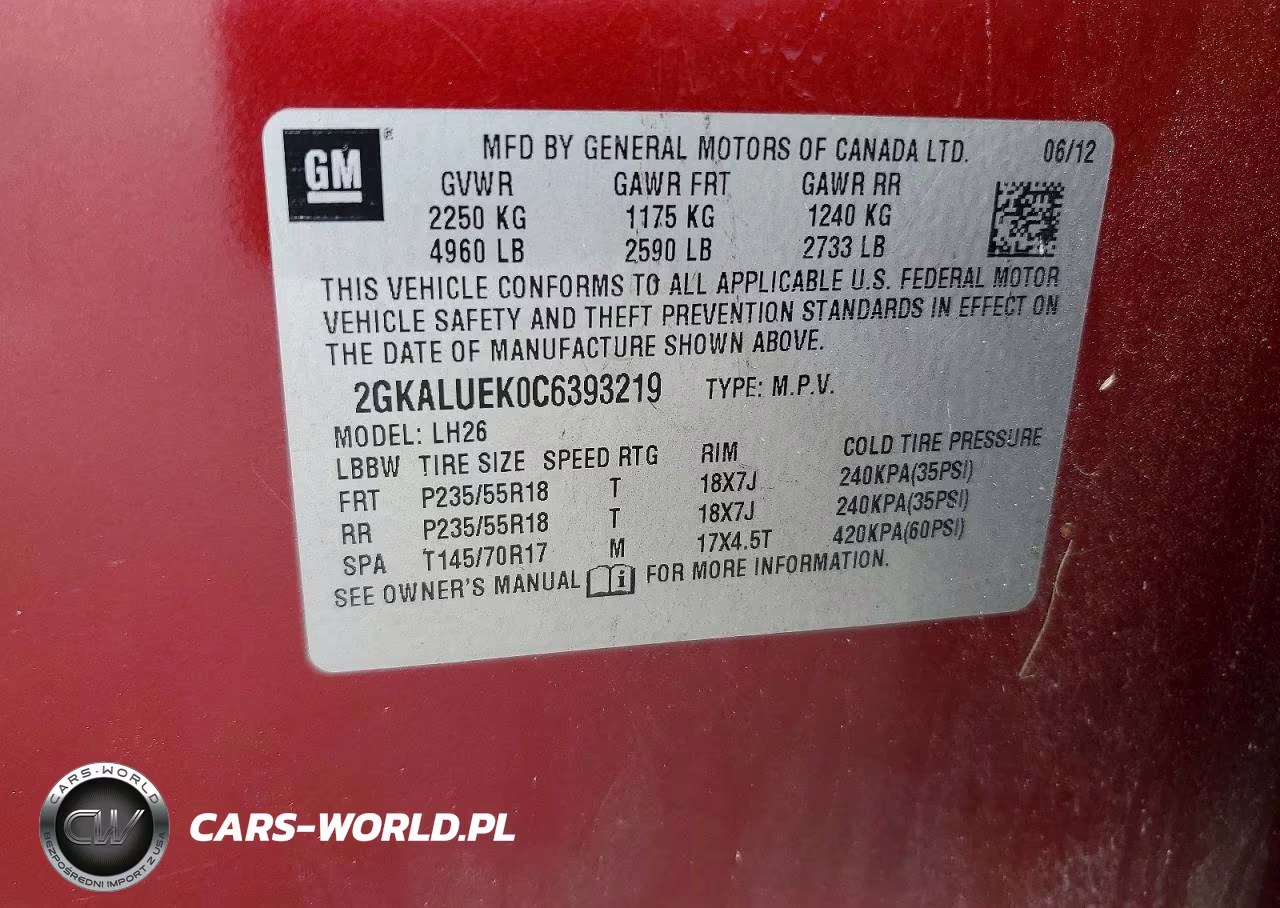 2012 GMC Terrain Slt VIN:2GKALUEK0C6393219 - 13