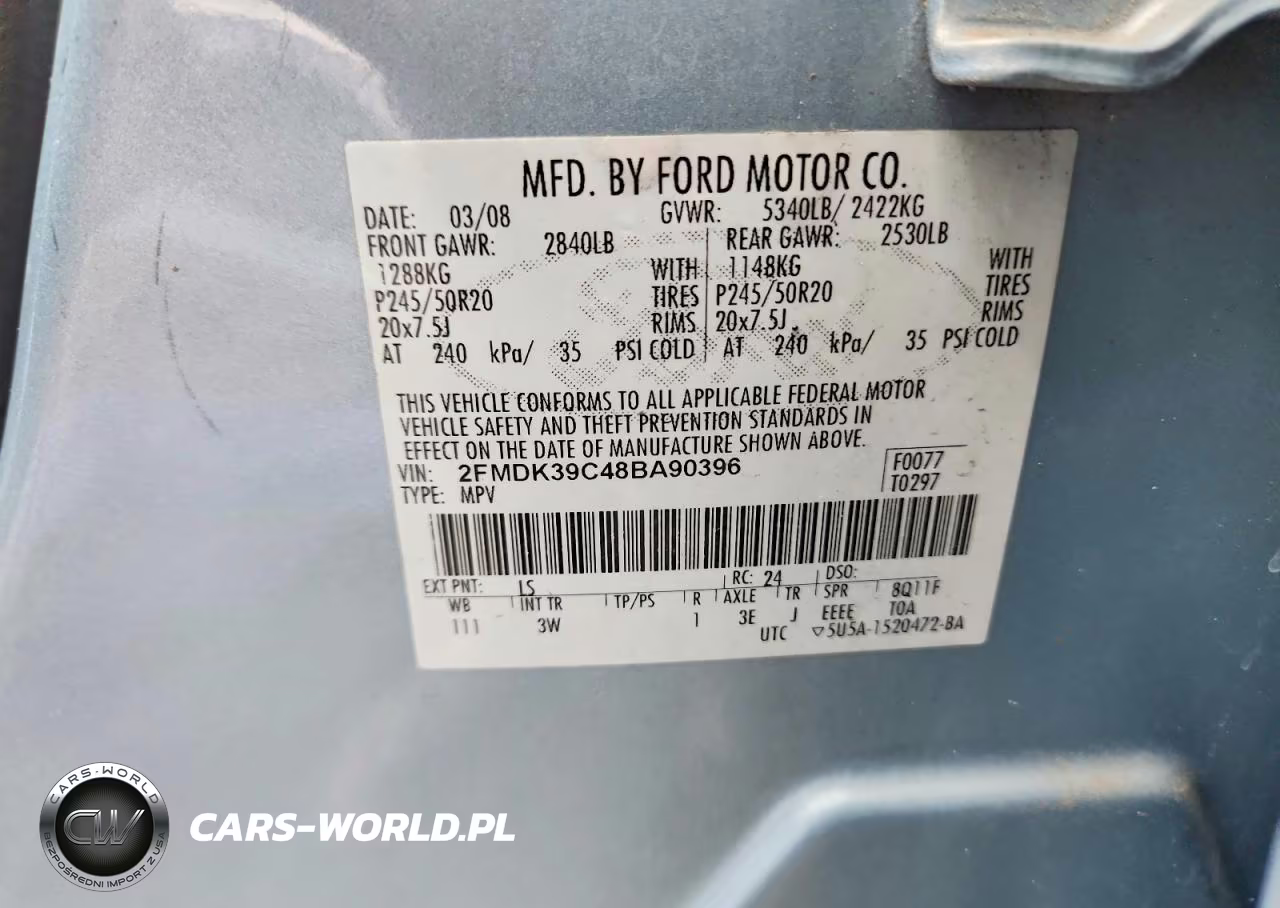 2008 Ford Edge Limited VIN:2FMDK39C48BA90396 - 13
