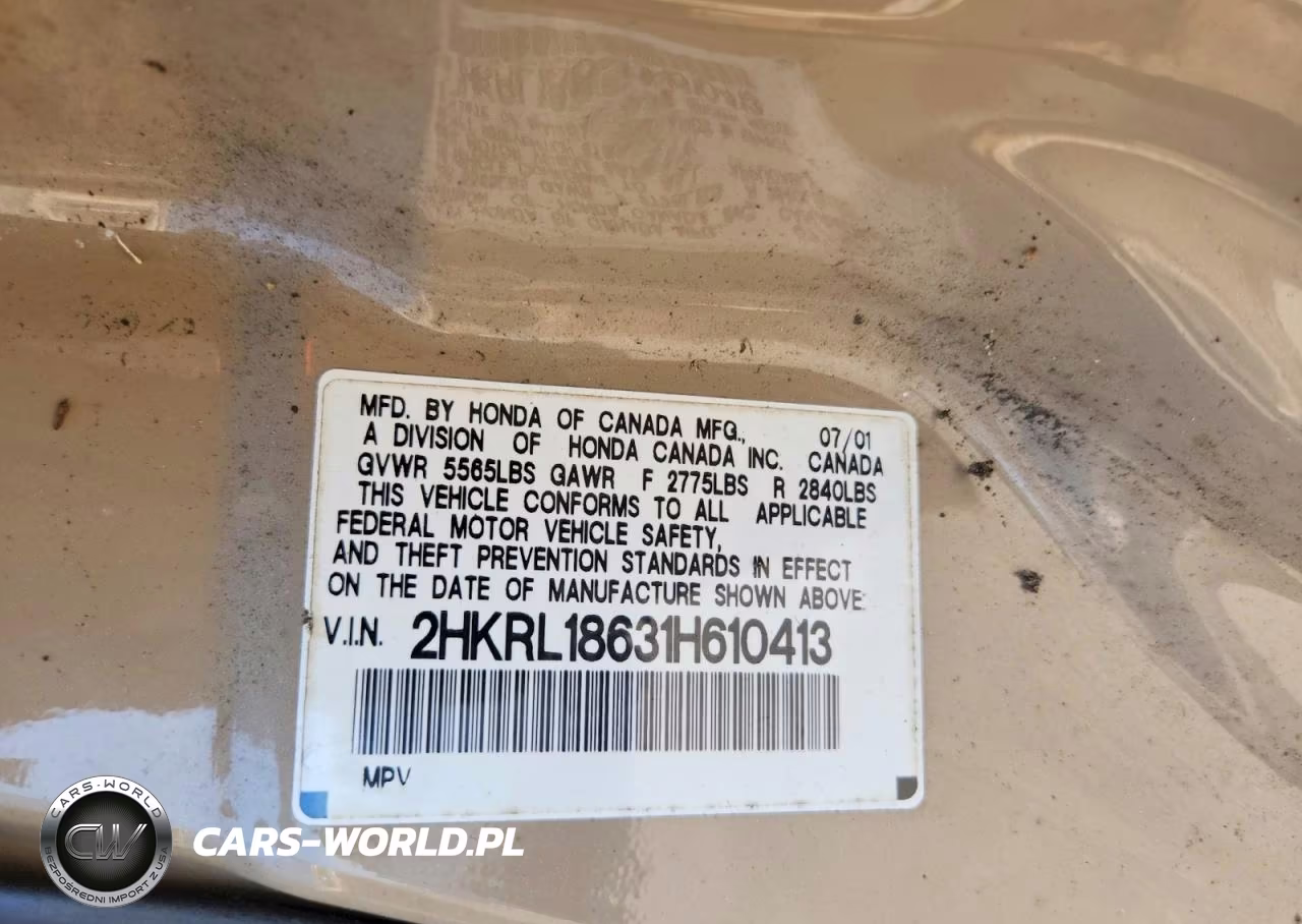 2001 Honda Odyssey Ex VIN:2HKRL18631H610413 - 13