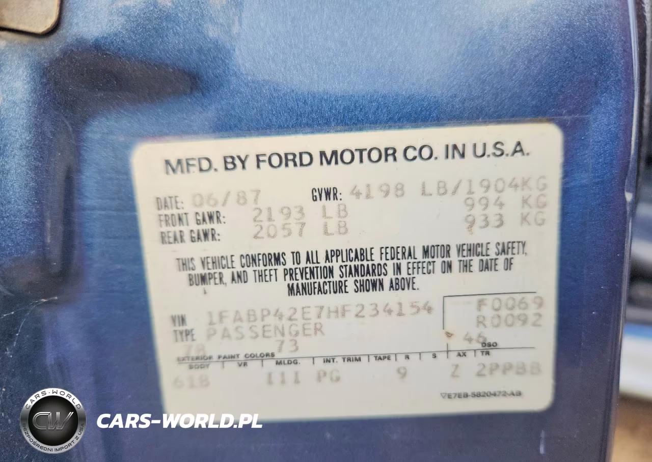 1987 Ford Mustang Gt VIN:1FABP42E7HF234154 - 13