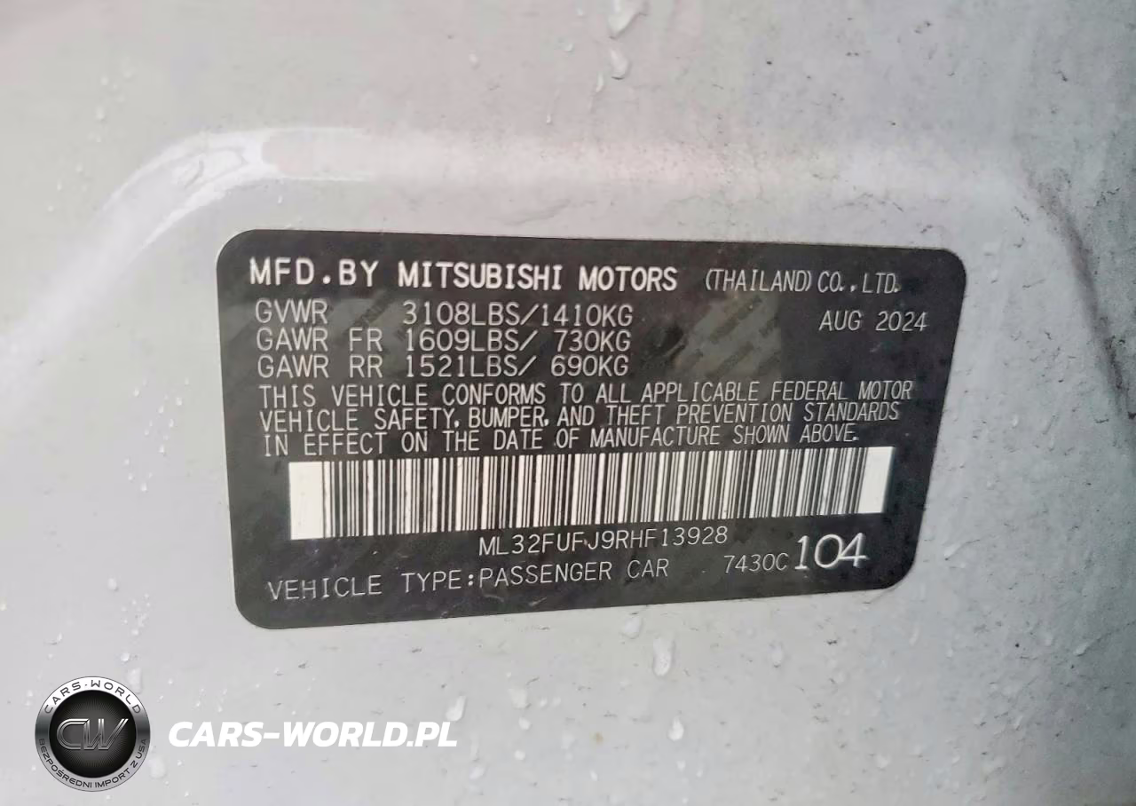 2024 Mitsubishi Mirage G4 Es VIN:ML32FUFJ9RHF13928 - 12