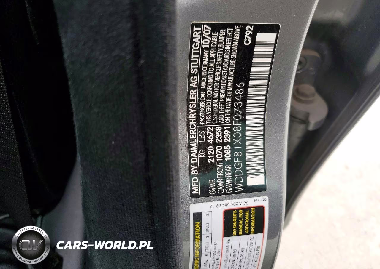 2008 Mercedes-Benz C 300 4Matic VIN:WDDGF81X08F073486 - 12