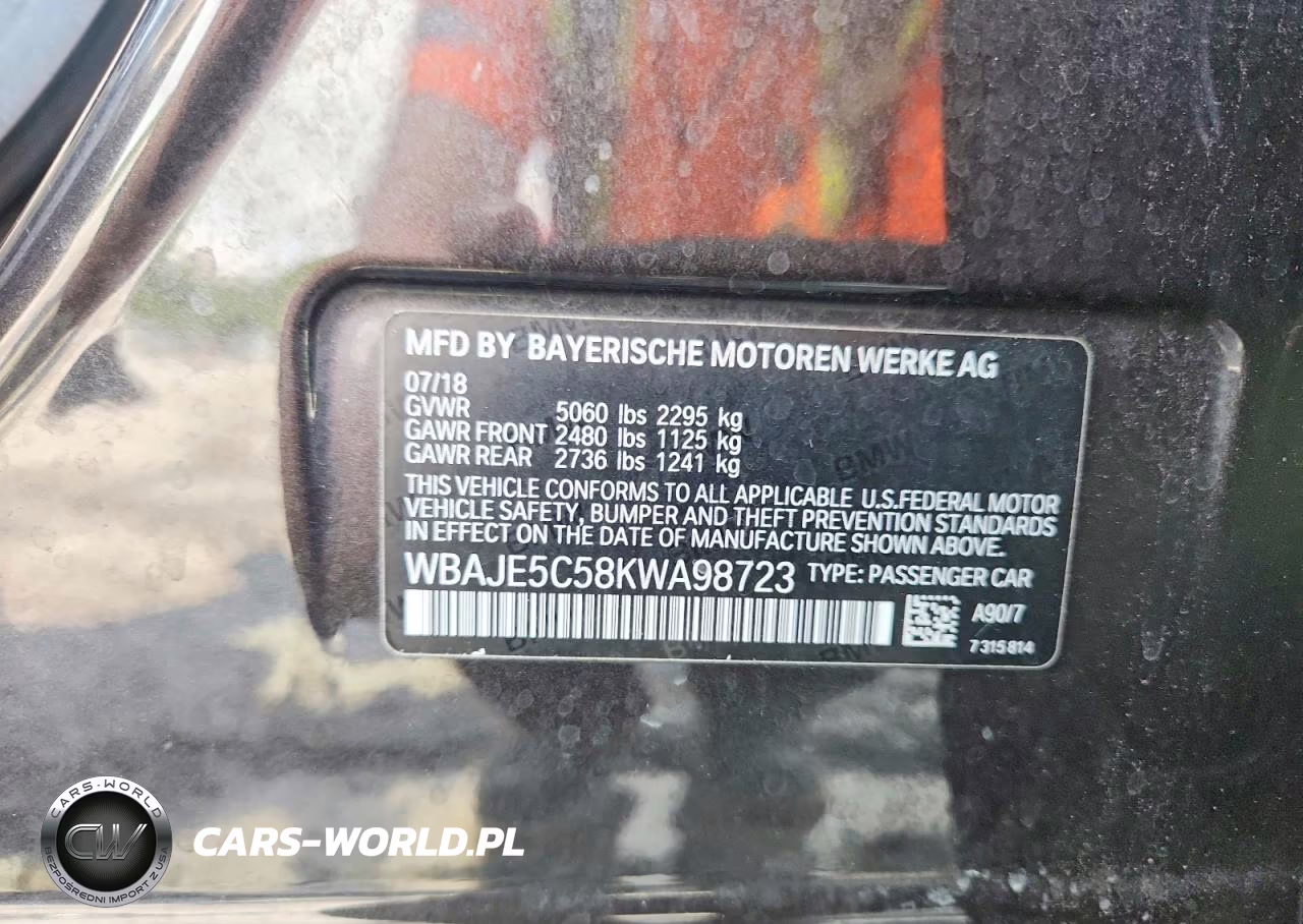 2019 BMW 540 I VIN:WBAJE5C58KWA98723 - 12