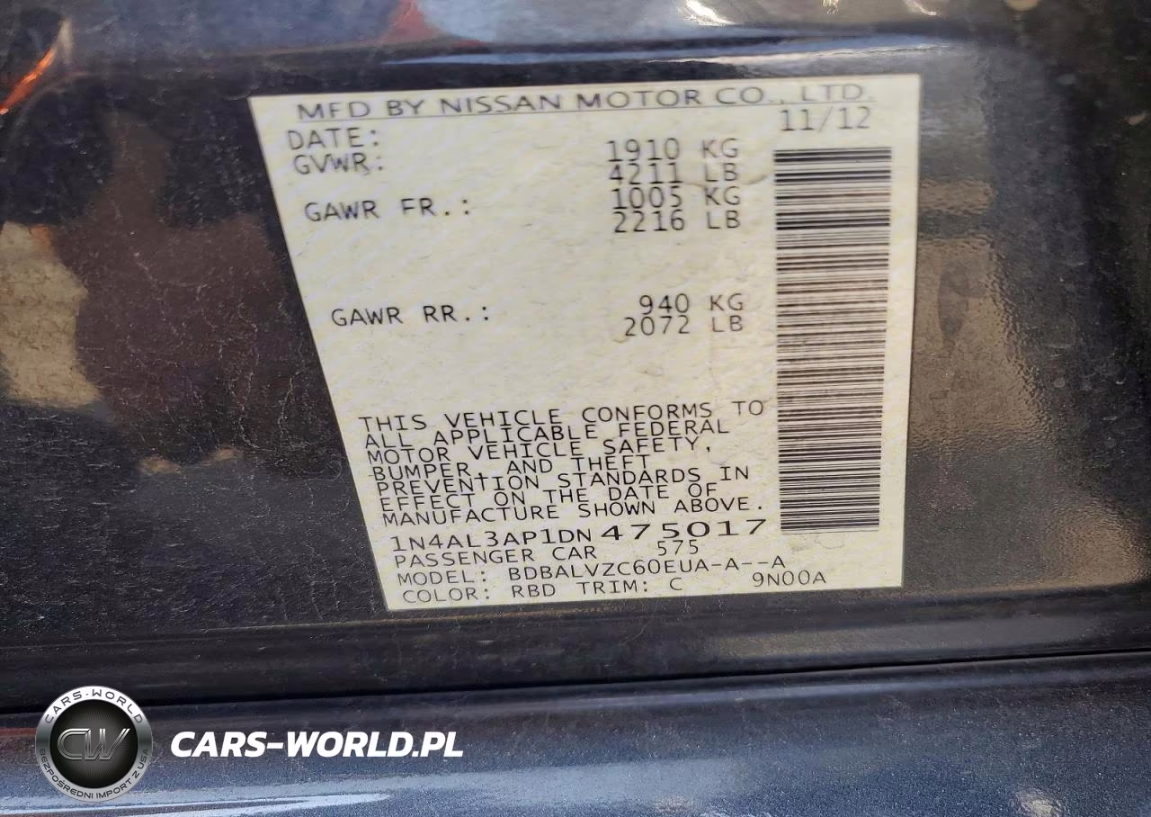 2013 Nissan Altima 2.5 VIN:1N4AL3AP1DN475017 - 12