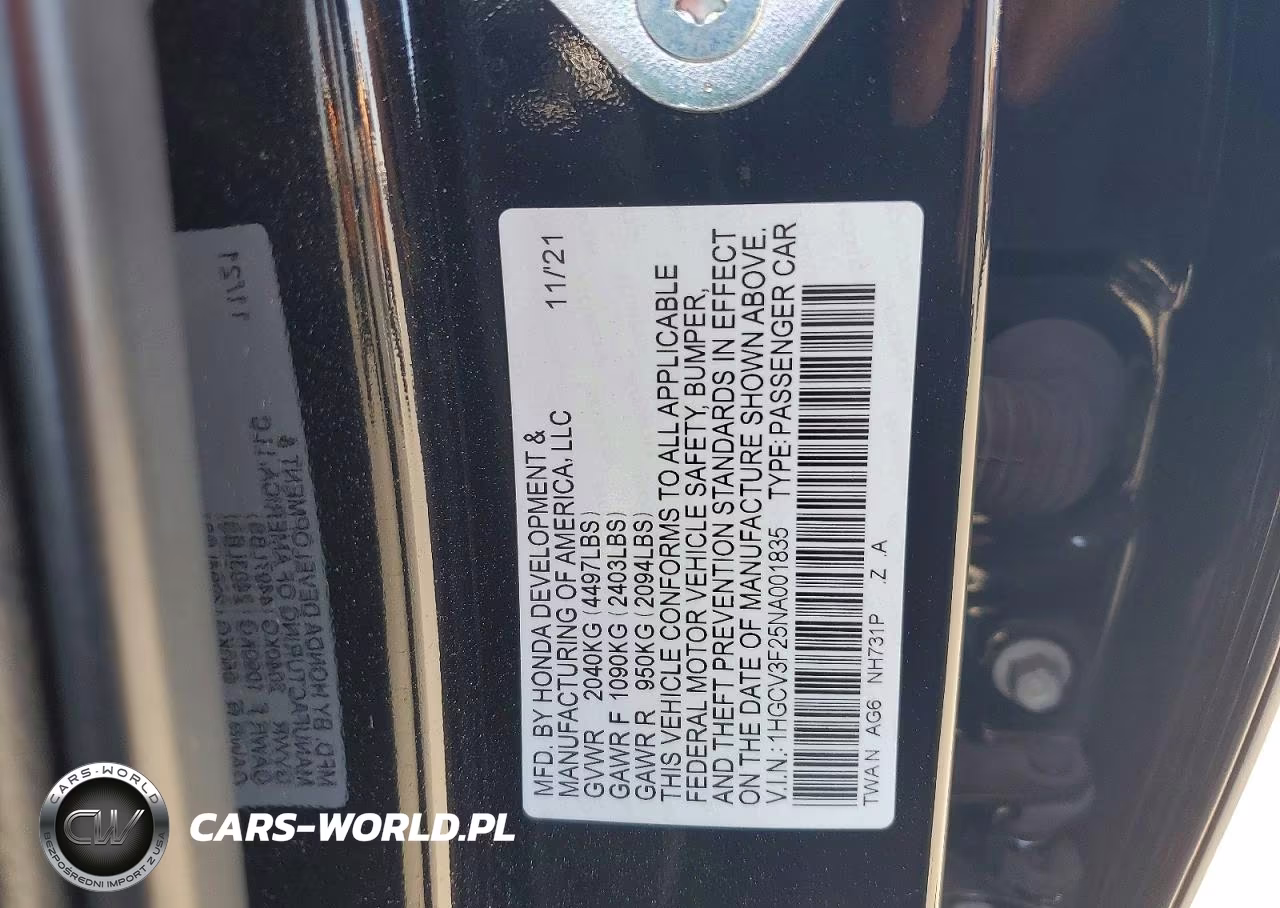 2022 Honda Accord Hybrid Sport VIN:1HGCV3F25NA001835 - 12