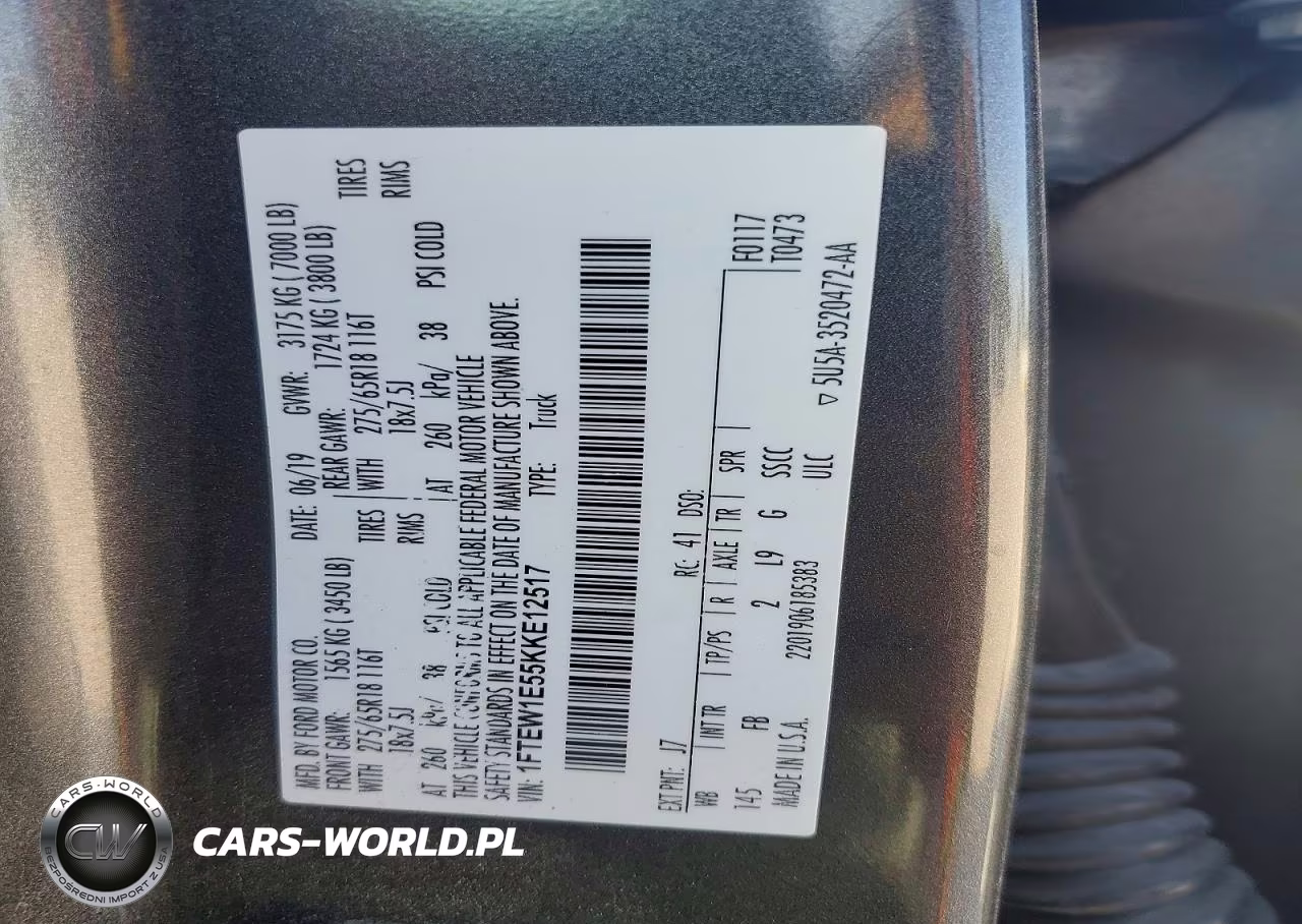 2019 Ford F150 Supercrew VIN:1FTEW1E55KKE12517 - 12