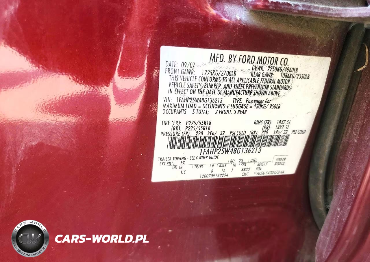 2008 Ford Taurus Limited VIN:1FAHP25W48G136213 - 12