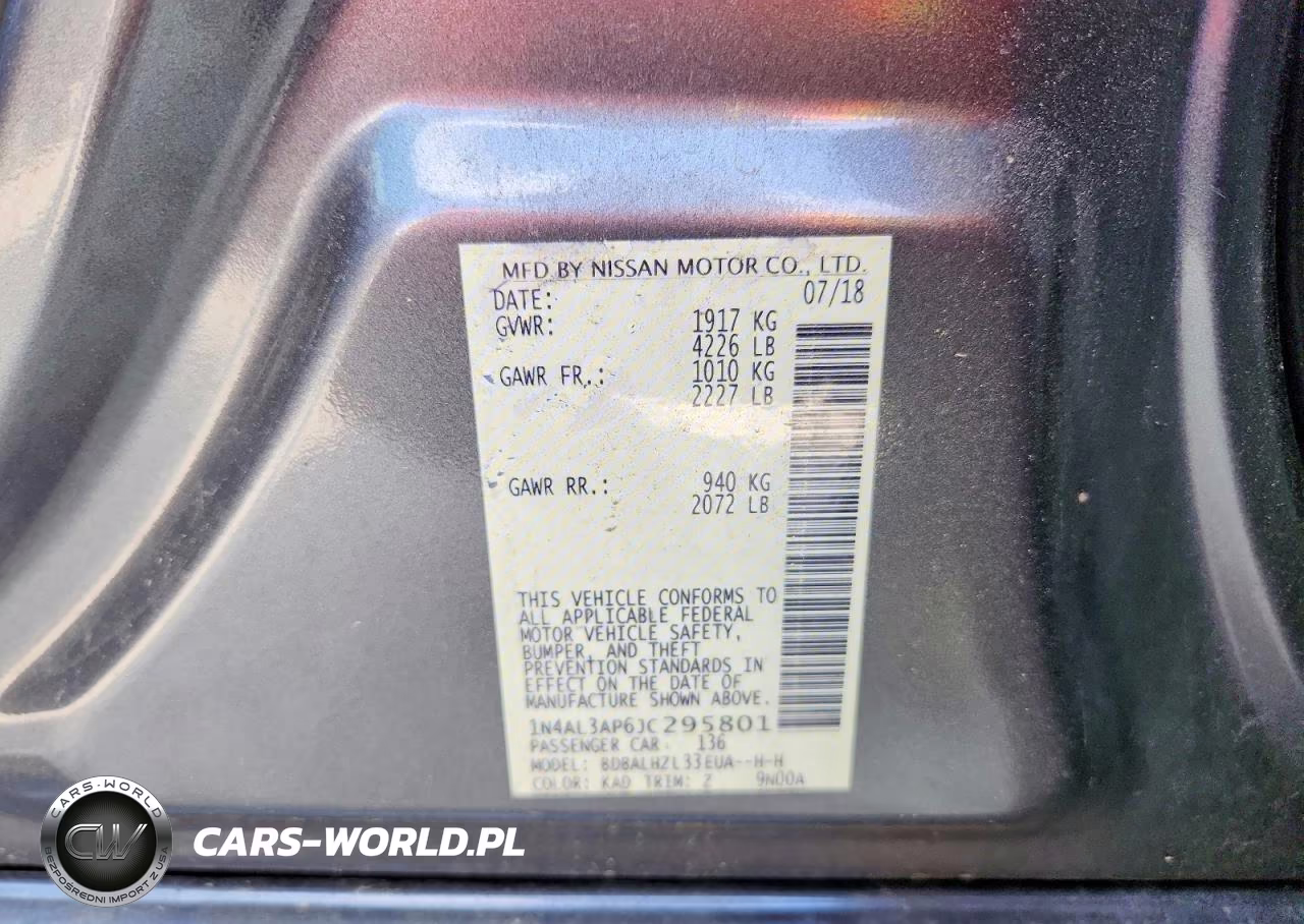 2018 Nissan Altima 2.5 Sr VIN:1N4AL3AP6JC295801 - 12