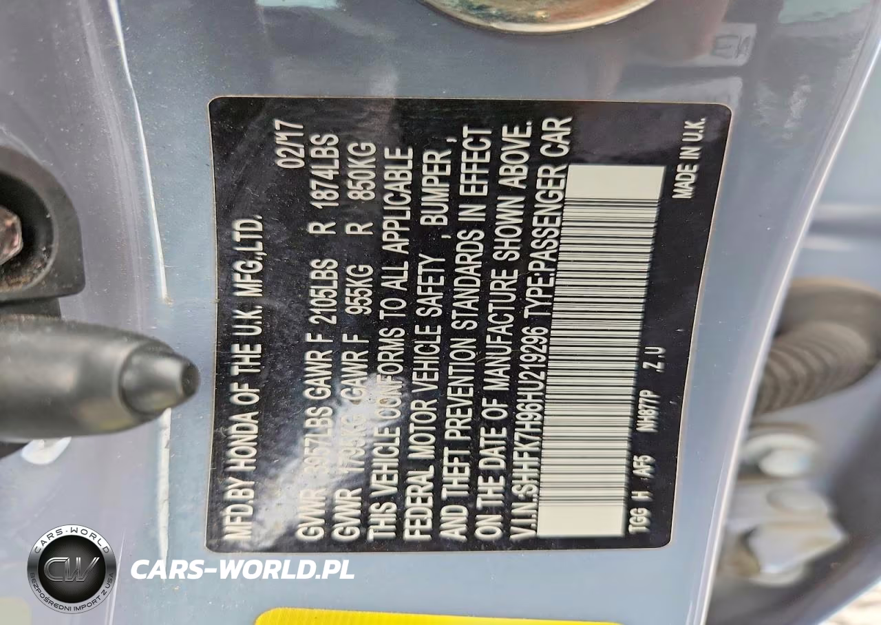 2017 Honda Civic Sport Touring VIN:SHHFK7H96HU219296 - 12