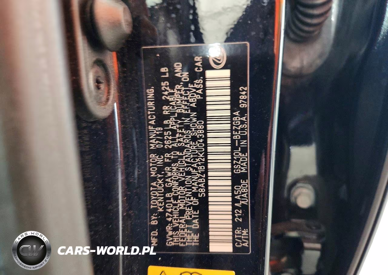 2019 Lexus Es 350 VIN:58ABZ1B12KU043880 - 12