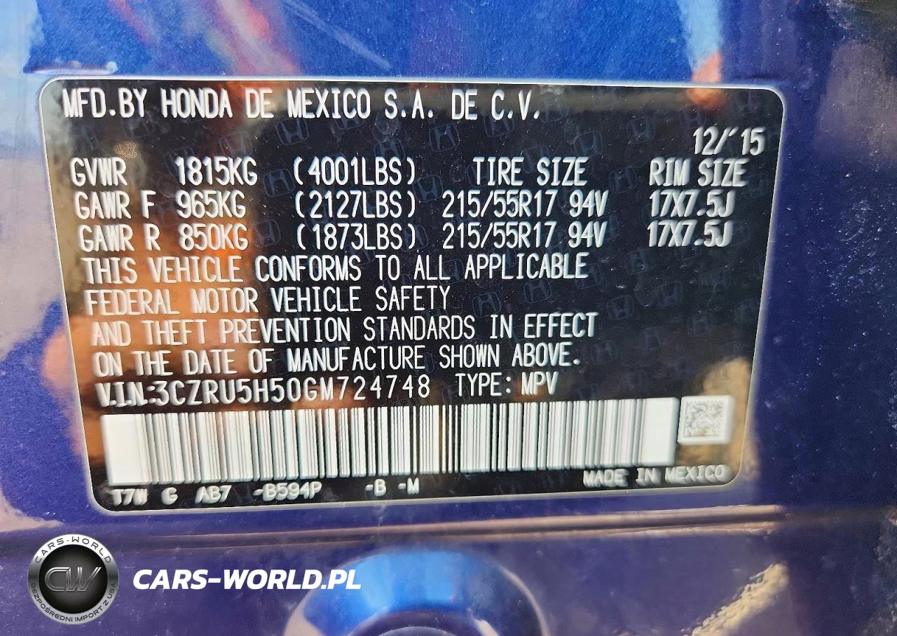 2016 Honda Hr-V Ex VIN:3CZRU5H50GM724748 - 13