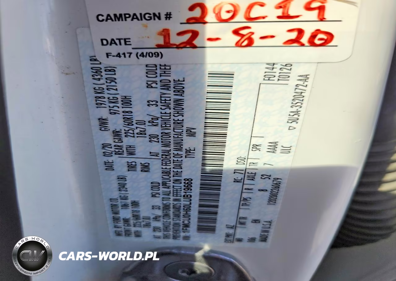 2020 Ford Escape Sel VIN:1FMCU0H60LUB19668 - 13