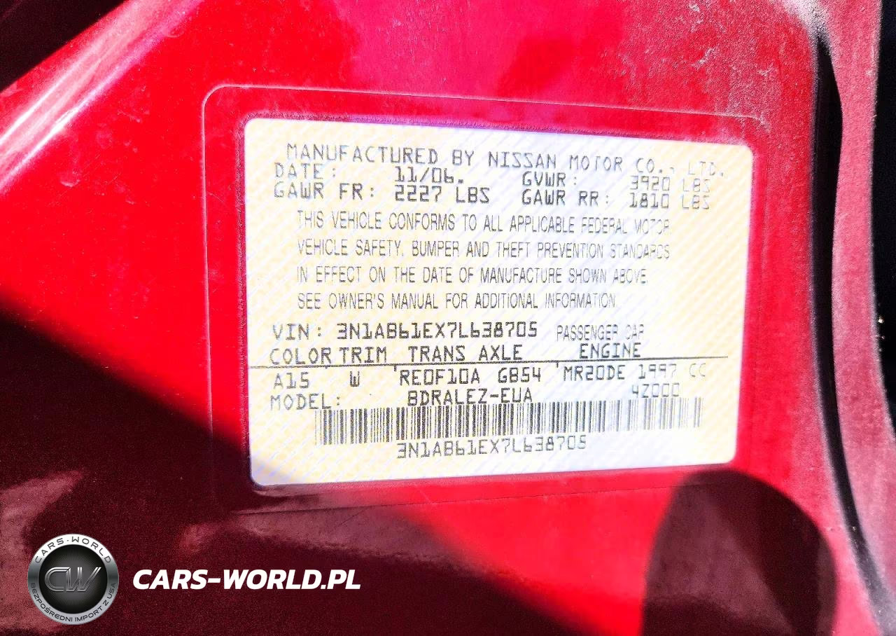2007 Nissan Sentra 2.0 VIN:3N1AB61EX7L638705 - 12