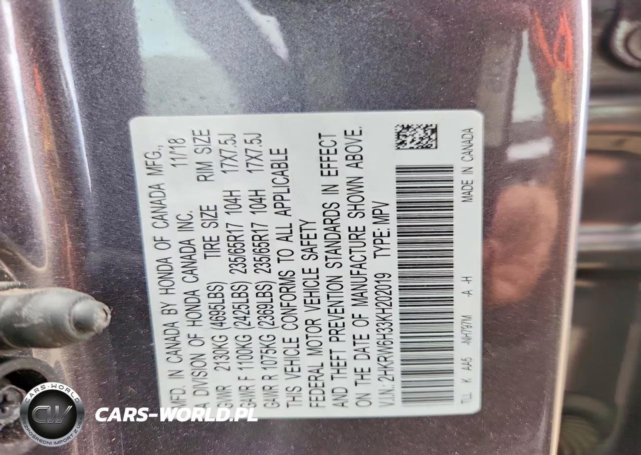 2019 Honda Cr-V Lx VIN:2HKRW6H33KH202019 - 12