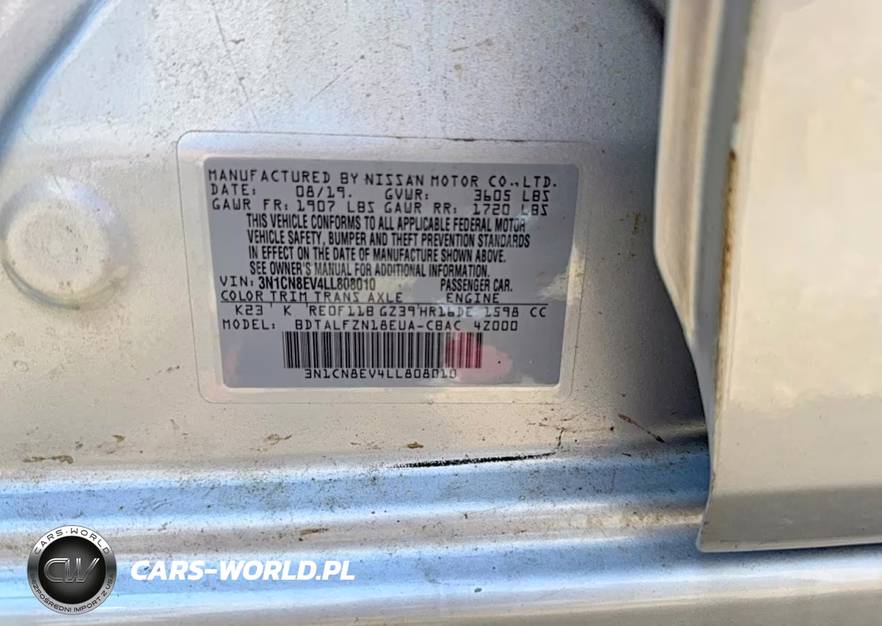 2020 Nissan Versa Sv VIN:3N1CN8EV4LL808010 - 10