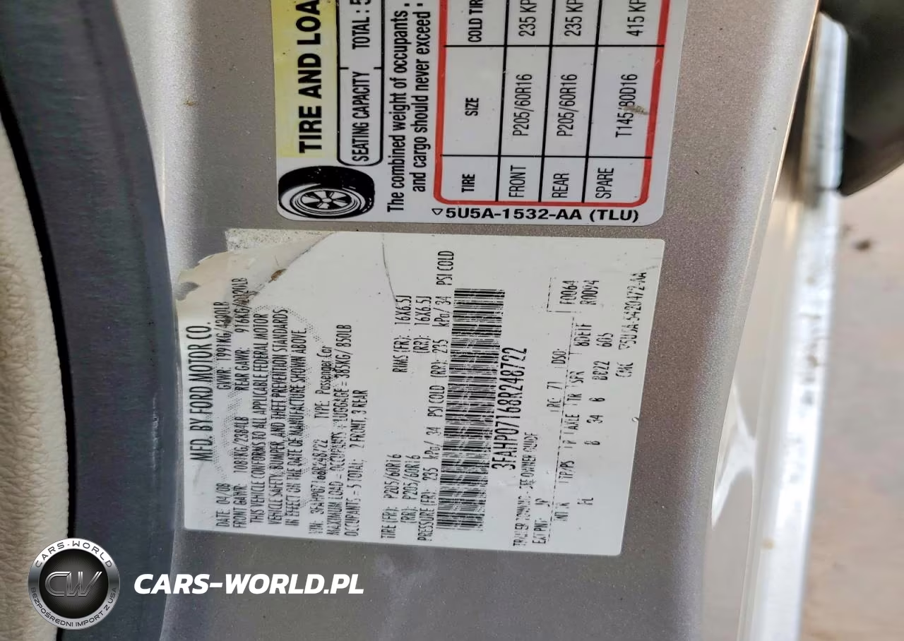 2008 Ford Fusion Se VIN:3FAHP07168R248722 - 13