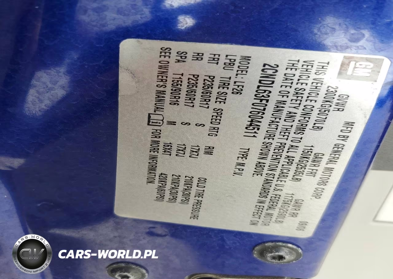 2007 Chevrolet Equinox Lt VIN:2CNDL63F076044511 - 12