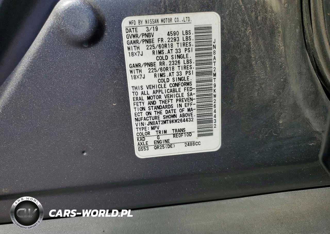 2019 Nissan Rogue Sv VIN:JN8AT2MT9KW264432 - 12