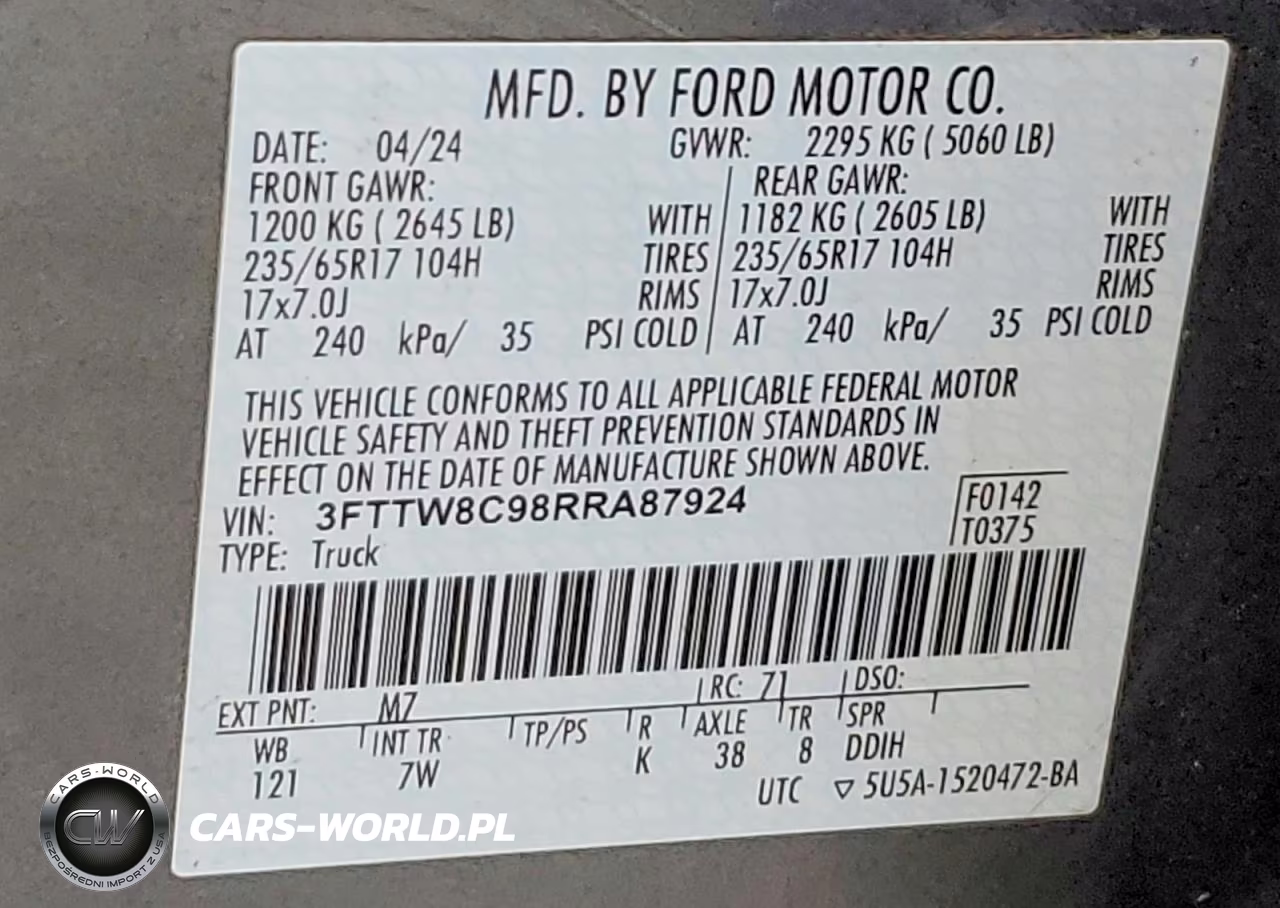2024 Ford Maverick Xlt Tremor VIN:3FTTW8C98RRA87924 - 12