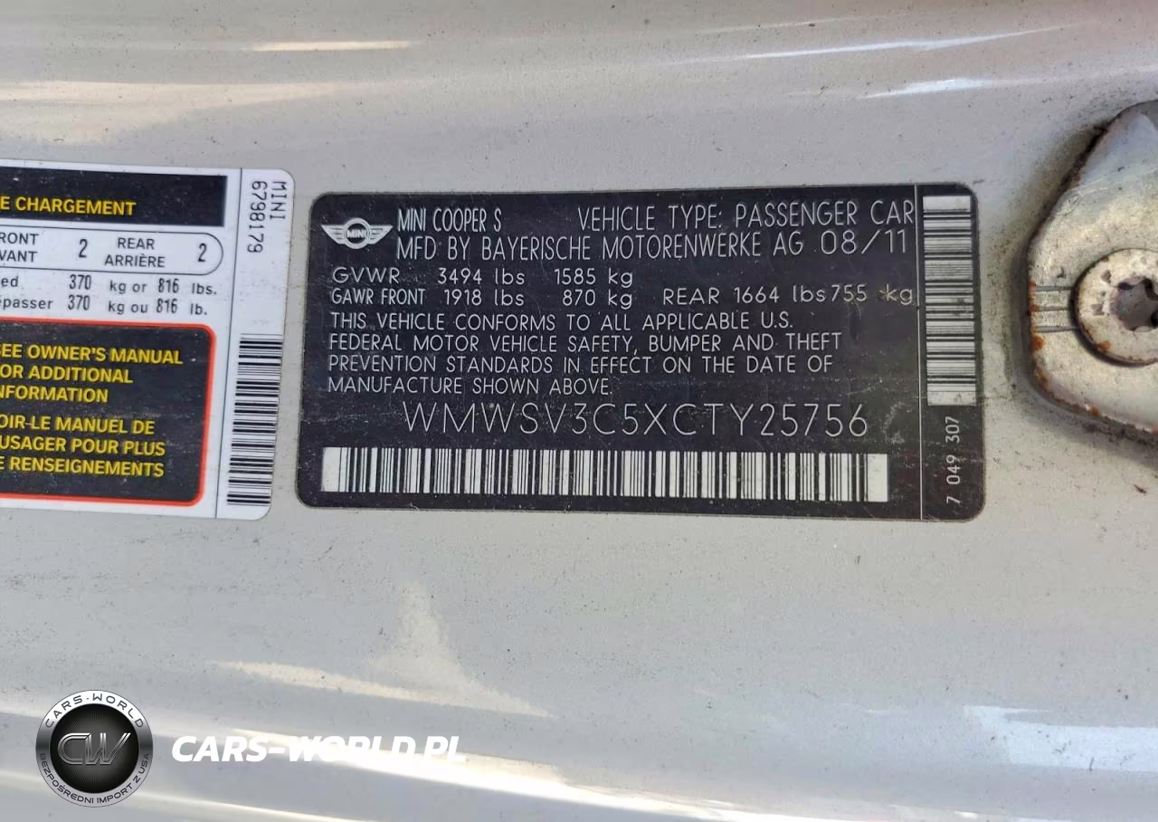 2012 Mini Cooper S VIN:WMWSV3C5XCTY25756 - 12