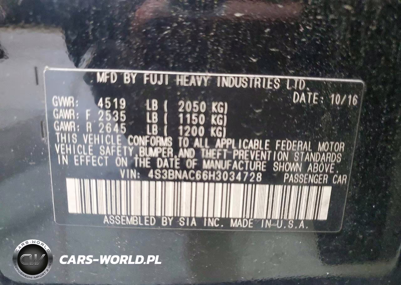 2017 Subaru Legacy 2.5I Premium VIN:4S3BNAC66H3034728 - 12