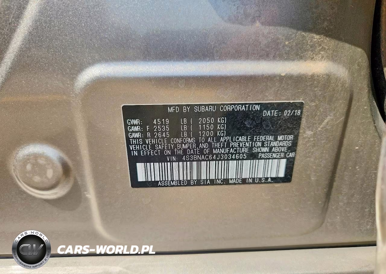 2018 Subaru Legacy 2.5I Premium VIN:4S3BNAC64J3034605 - 12