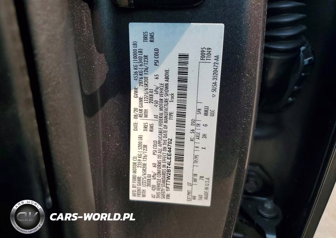 2020 Ford F250 Super Duty VIN:1FT7W2BT4LEE44702 - 12