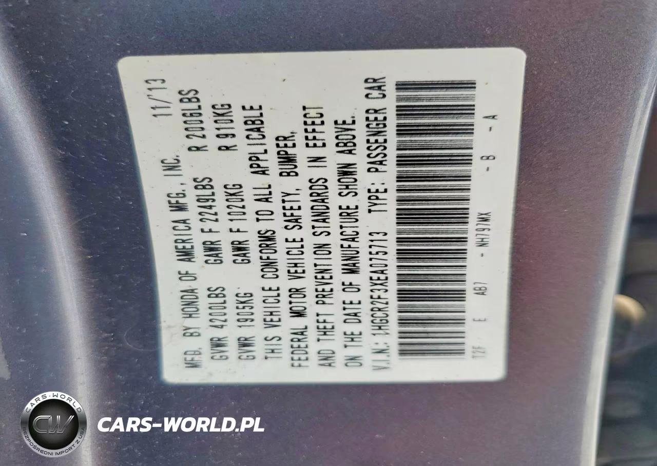 2014 Honda Accord Lx VIN:1HGCR2F3XEA075713 - 12