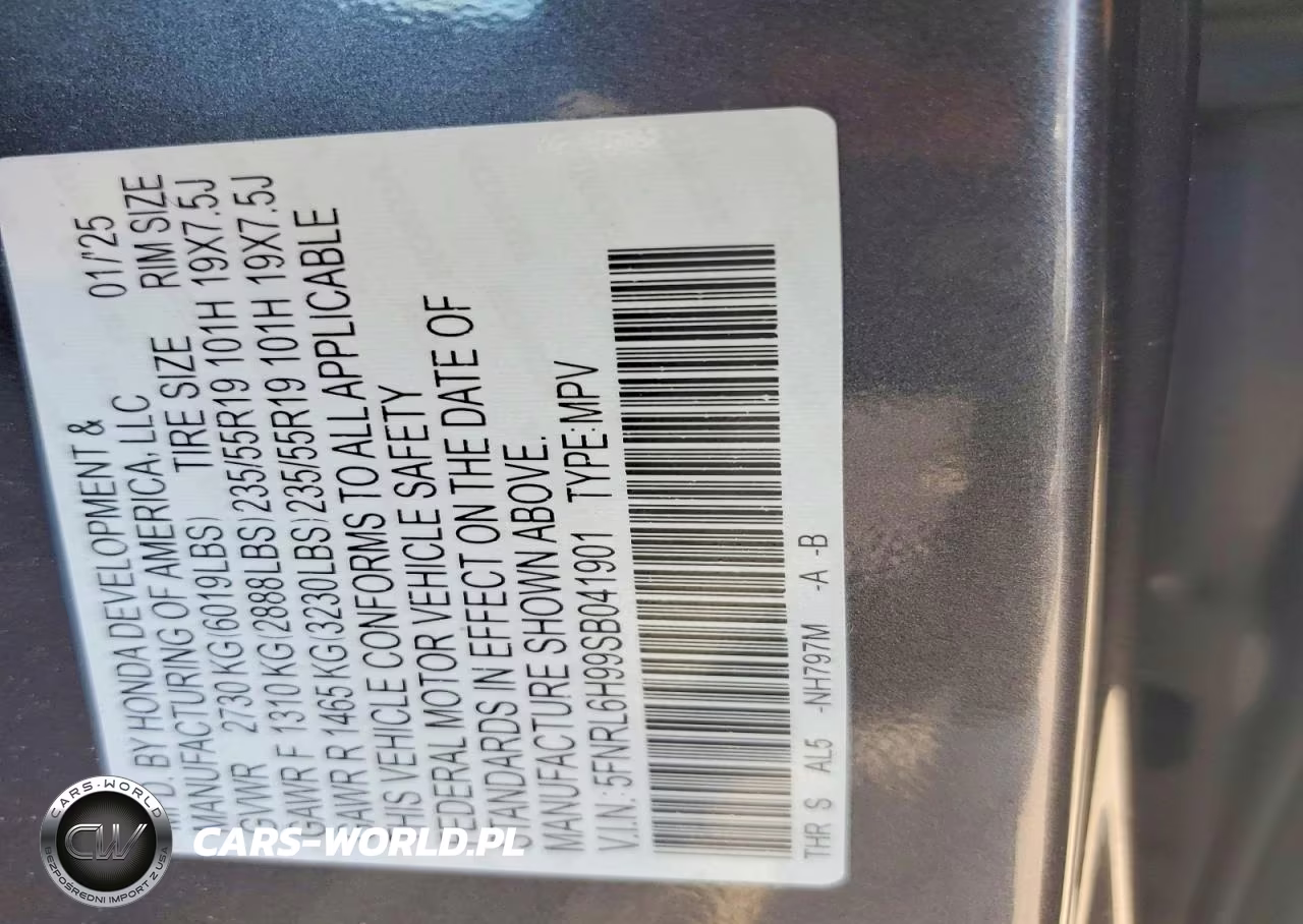 2025 Honda Odyssey Elite VIN:5FNRL6H99SB041901 - 13
