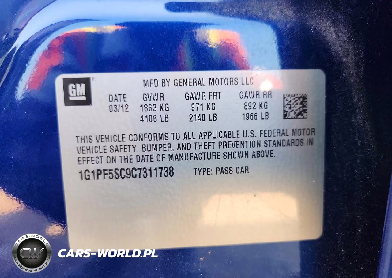 2012 Chevrolet Cruze Lt VIN:1G1PF5SC9C7311738 - 12