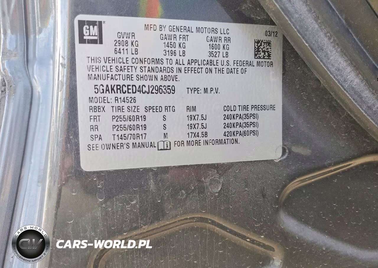 2012 Buick Enclave VIN:5GAKRCED4CJ296359 - 13