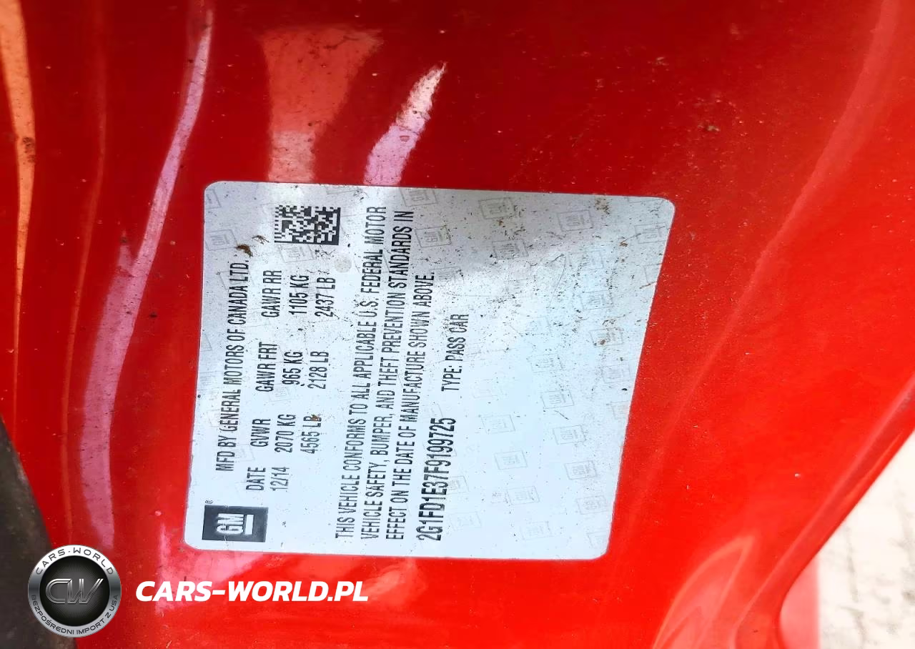 2015 Chevrolet Camaro Lt VIN:2G1FD1E37F9199725 - 12