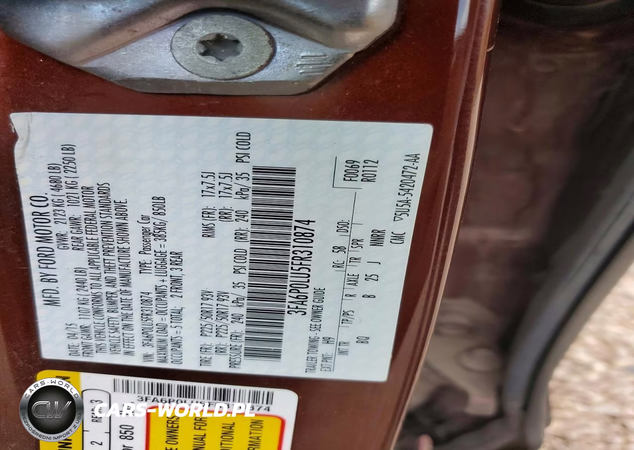 2015 Ford Fusion Se Hybrid VIN:3FA6P0LU5FR310874 - 12