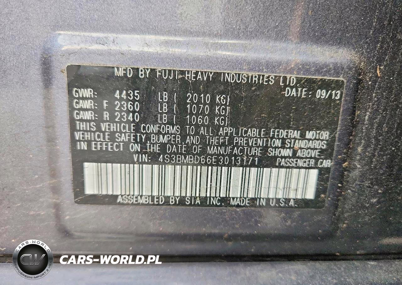 2014 Subaru Legacy 2.5I Premium VIN:4S3BMBD66E3013171 - 12