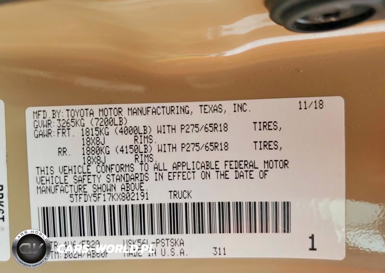 2019 Toyota Tundra Sr5 VIN:5TFDY5F17KX802191 - 12