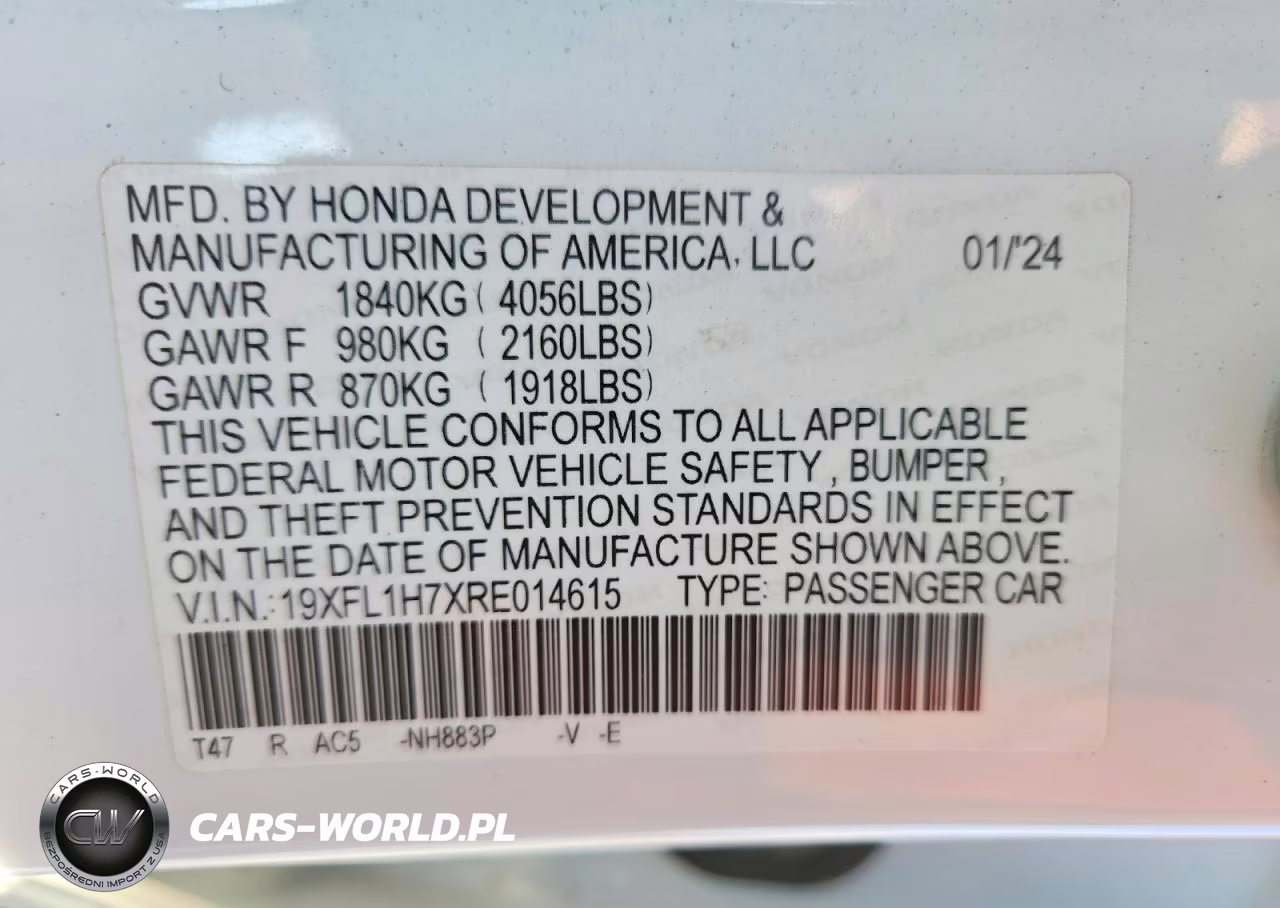 2024 Honda Civic Exl VIN:19XFL1H7XRE014615 - 12