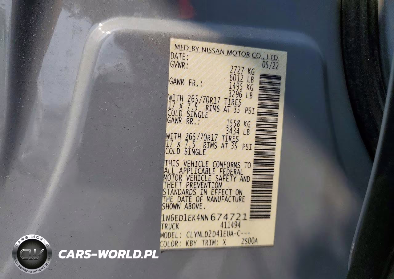 2022 Nissan Frontier Pro-4X VIN:1N6ED1EK4NN674721 - 12