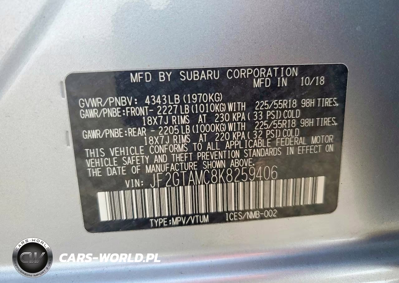 2019 Subaru Crosstrek Limited VIN:JF2GTAMC8K8259406 - 12